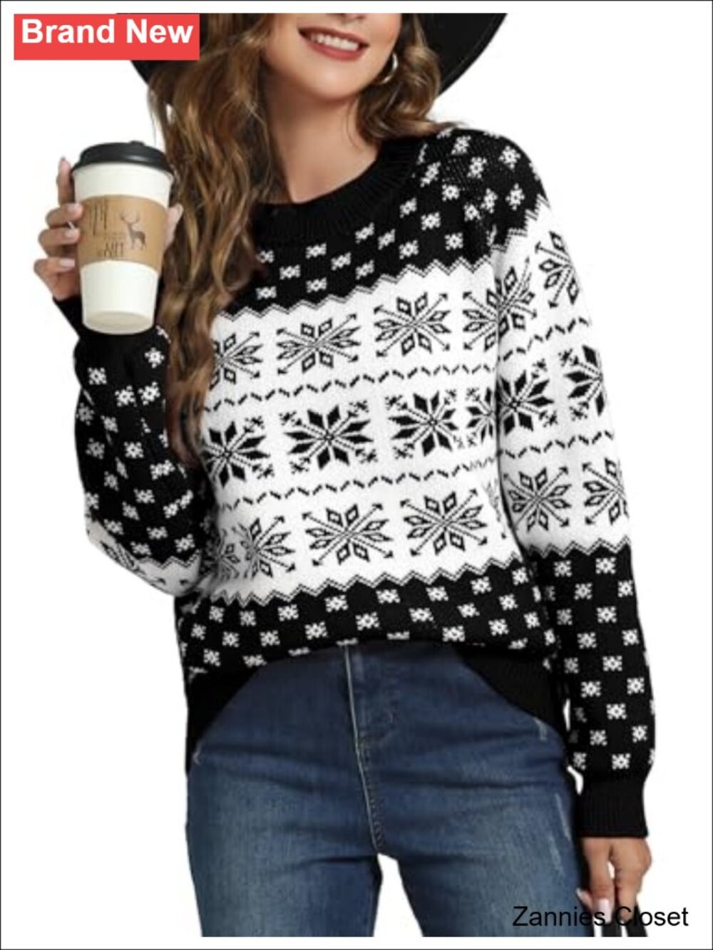 ✨ Ugly Christmas Sweater Snowflake Reindeer Santa Knit Pullover Women Holiday